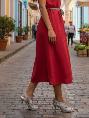 Elegant Silver Glitter Women's Alex Marie Heels Size 7.5